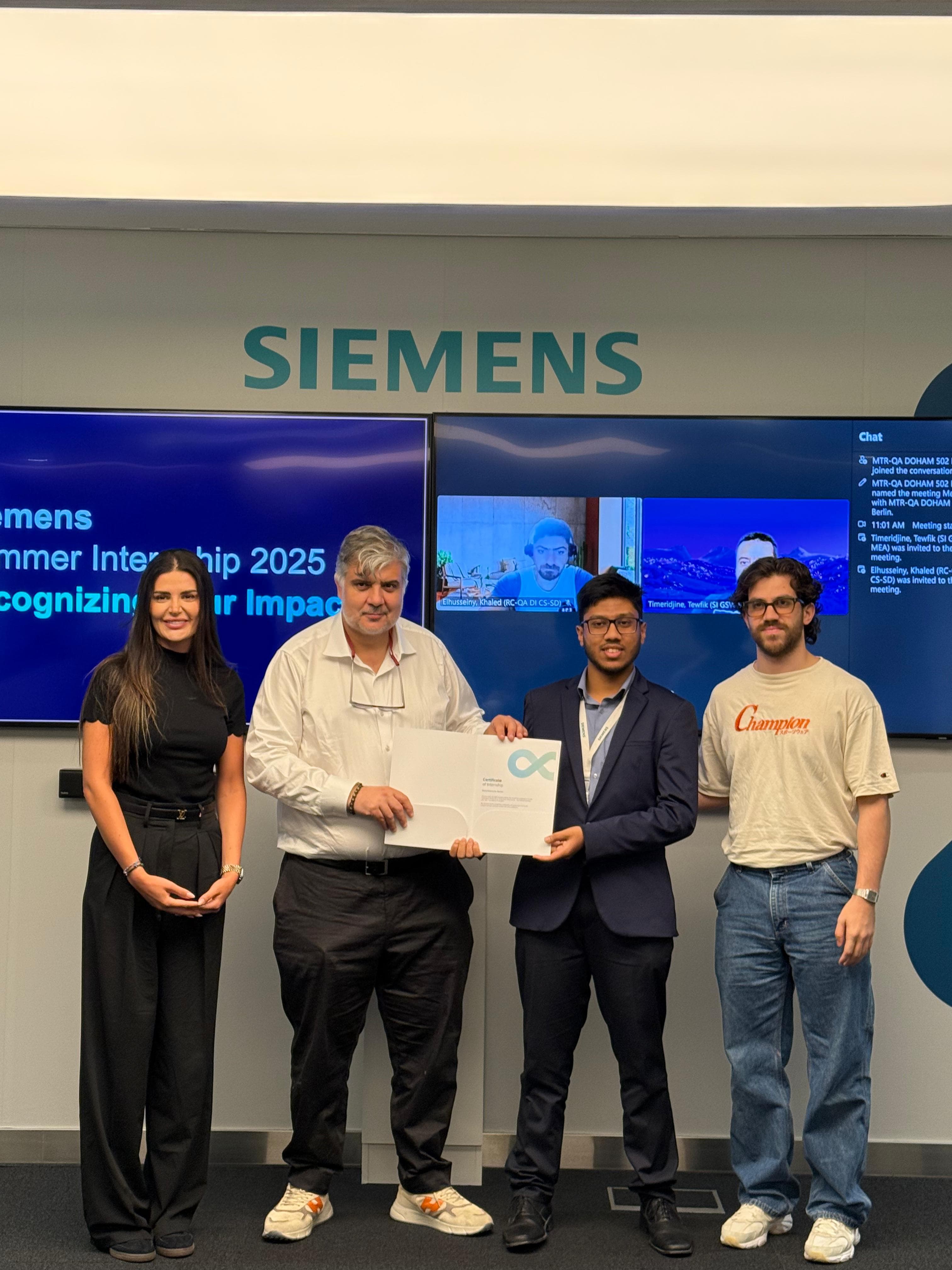 Certificate awared by CFO & Head of P&O Siemens Qatar